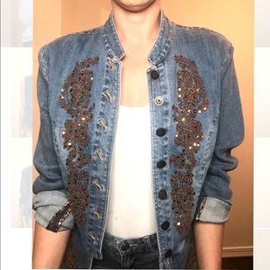 Military style jean jacket